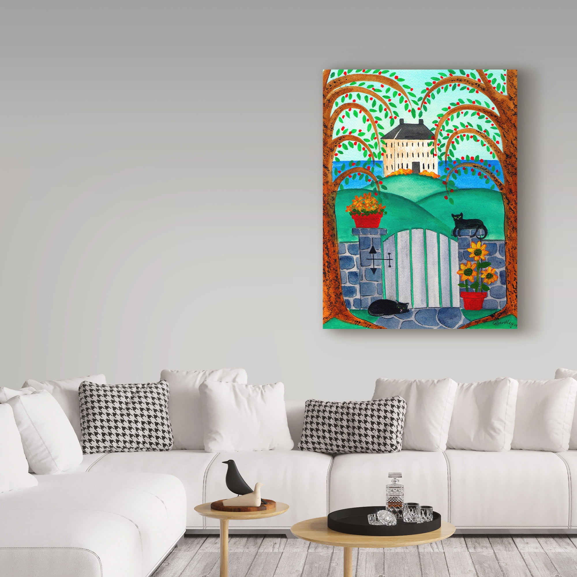 Trademark Fine Art 'Two Cats By Ocean House' Canvas Art by Cheryl Bartley