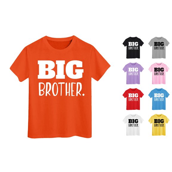 VOUZZA Boys Graphic Tees Baby Boys Big Brother Announcement Short Sleeve Tee Girls Tops Pullover Soft Cotton Graphic T Shirts Tops
