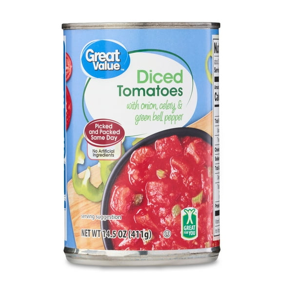 Great Value Diced Tomatoes with Green Peppers, Celery & Onions, 14.5 oz, Can