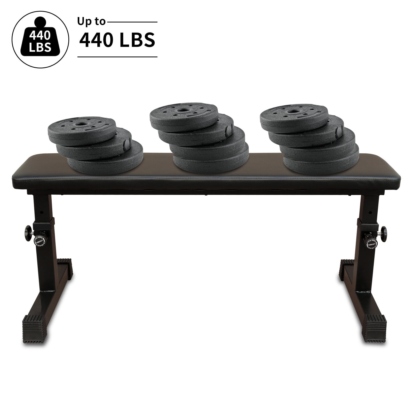 Weight Bench THE Flat Weight Bench for Strength Training W/ 5-Level Adjustable Height,Workout Bench
