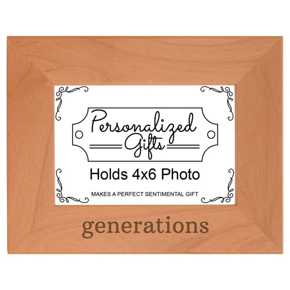 ThisWear Gift for Grandma Grandpa Generations Family Wood Laser 4x6 Landscape Picture Frame