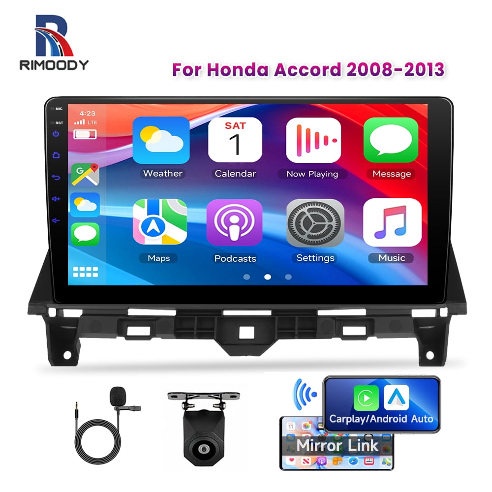 Rimoody Car Stereo Radio for Honda Accord 2008-2013，9'' Touch Screen with Wireless Carplay&Android Auto/Bluetooth/DSP/Vi-Link+Backup Camera
