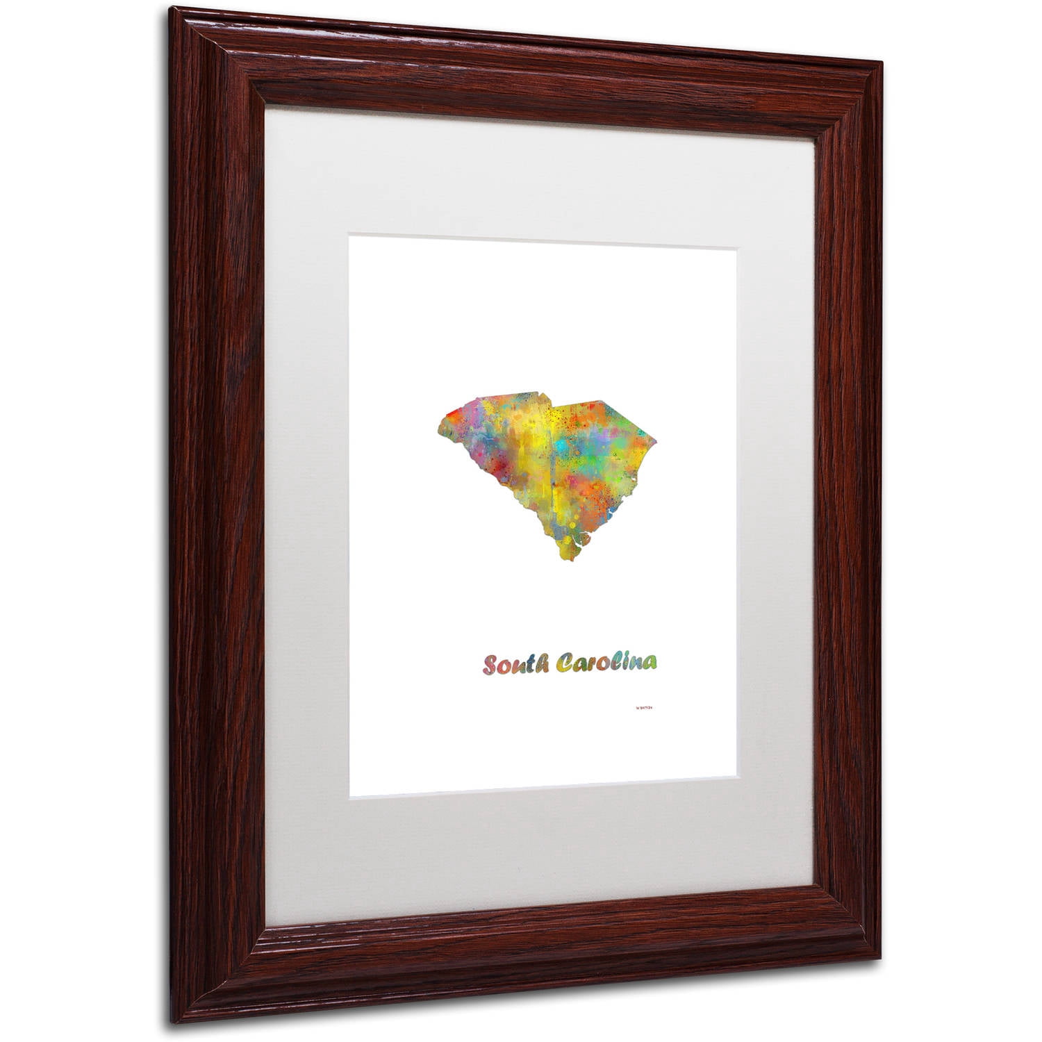 Trademark Fine Art "South Carolina State Map-1" Canvas Art by Marlene Watson, White Matte, Wood Frame