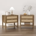 thumbnail image 3 of SICOTAS 6-Drawer Dresser & 2-Drawer Nightstand Set, 3-Piece Boho Bedroom Furniture Set, Cherry Oak Rattan Modern Style, Large Capacity Storage Organization, 3 of 18