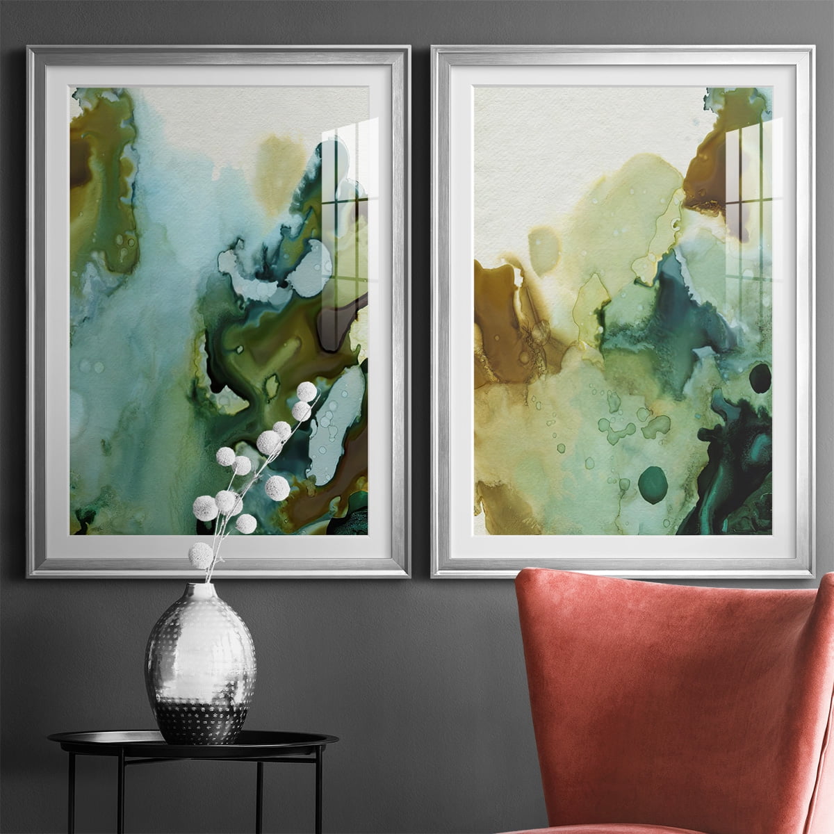 Wexford Home Water and Earth I Premium Framed Print, 30.5" x 42.5" - Ready to Hang, Silver (Set of 2)