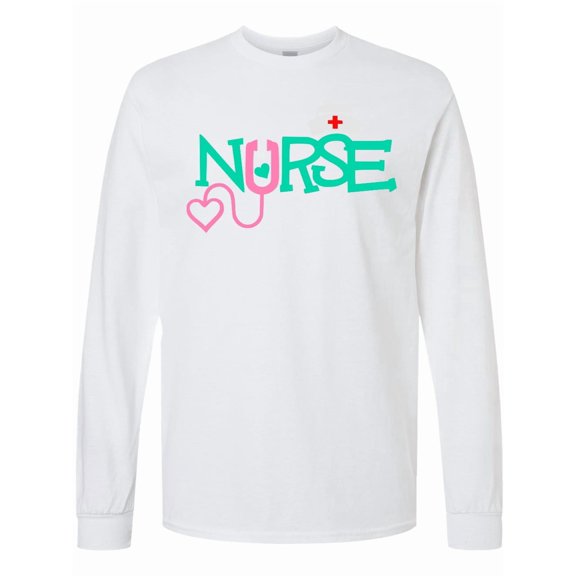 Inktastic Cute Nurse Stethoscope and Hat Long Sleeve T-Shirt