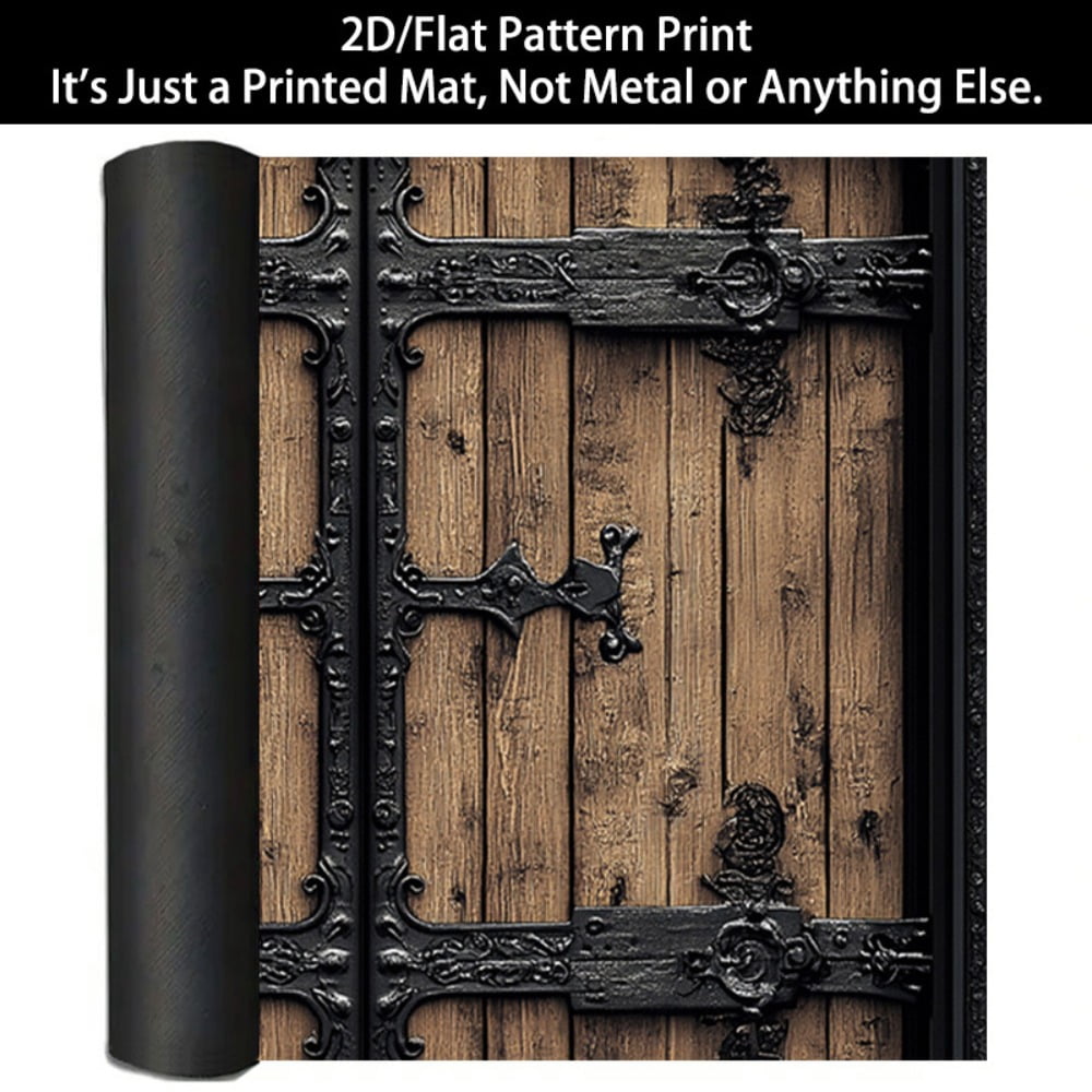 1 2D/flat stove cover protection pad, retro-style wooden ironwork decorative door pattern design, 28.3x20.5 inches (72×52cm), easy to clean, perfectly suitable for any kitchen, washing machine, dryer