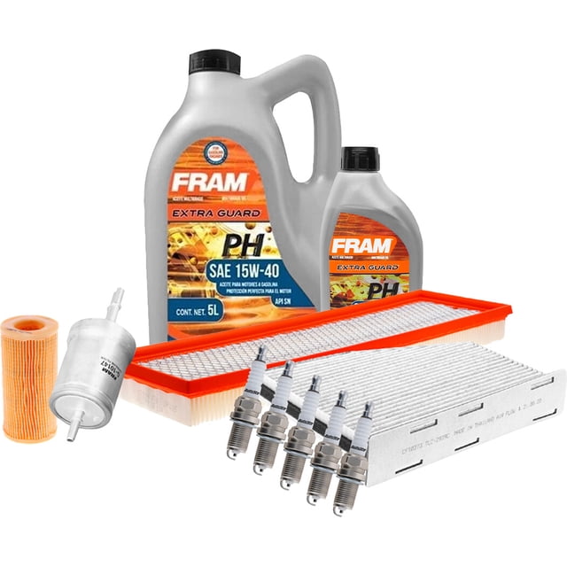 Kit De Afinación Con Aceite 15W40 Mineral, Bujías Cobre, Filtro De Aire, Filtro De Aceite, Filtro De Combustible Y Filtro De Cabina 11 Piezas Compatible con Volkswagen Bora L5 2.5L DE 2006 A 2010
