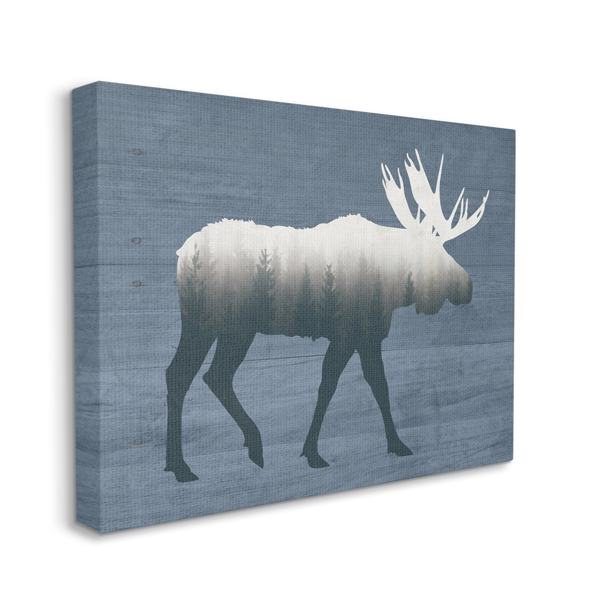 Stupell Industries Woodland Trees Within Moose Silhouette Rustic Animal Graphic Art Gallery Wrapped Canvas Print Wall Art, Design by Lettered and Lined