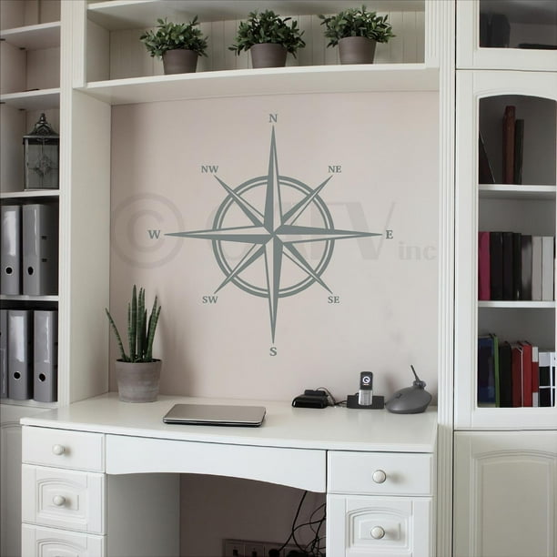 Compass Vinyl Lettering Wall Decal Sticker 16 H X W Metallic Silver Com - Metallic Wall Decals Compass Vinyl Lettering Wall Decal Sticker 16 H X W Metallic Silver Com - Metallic Wall Decals