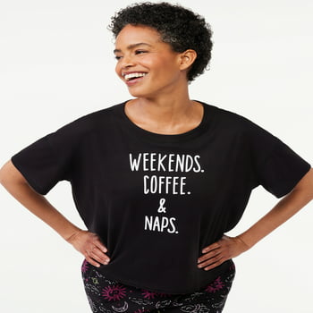 Joyspun Women's Graphic  T-Shirt, Sizes S to 3X