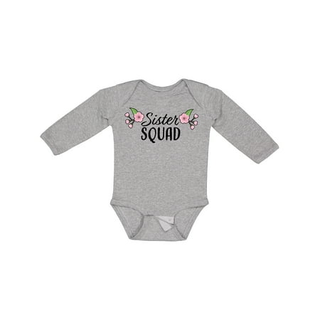 

Inktastic Sister Squad with Flowers Gift Baby Girl Long Sleeve Bodysuit