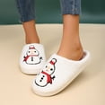 thumbnail image 5 of Xfvqtps Christmas Fuzzy Slippers for Womens Large Size Cute Snowman Print Memory Foam Thick Bottom Non Slip Indoor Outdoor Cozy House Warm Winter Fluffy Slippers White, 5 of 5