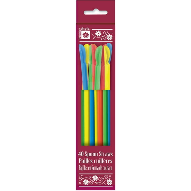 Plastic Spoon Straws, Assorted 40ct