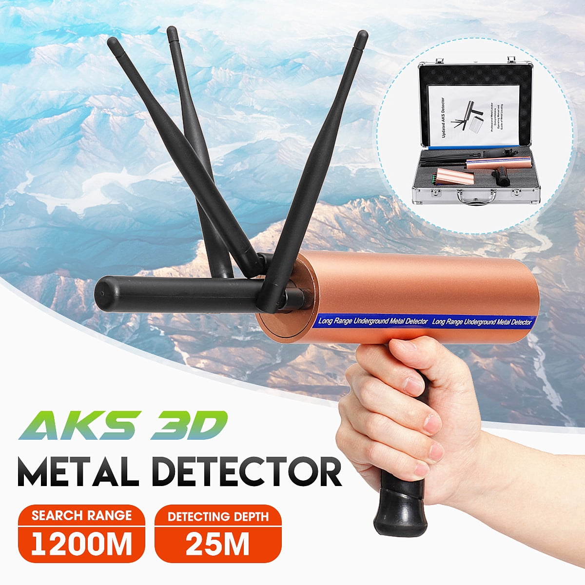 AKS Metal Detector Deep Long Range Gold Digger Treasure Hunter W/ Dual Antenna