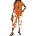 thumbnail image 2 of Women’s Capri Sets 2 Piece Outfits, Casual Summer Wide Leg Crop Pants and Top Matching Set,Orange,3XL, 2 of 4