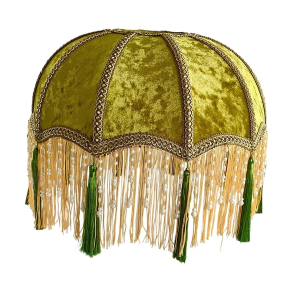 Pantalla de lámpara de mesa vintage, funda para lámpara de escritorio, terciopelo con flecos, accesorios retro, cubierta de luz, pantalla con borla