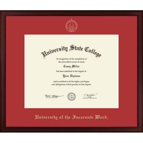 University of The Incarnate Word Diploma Frame, Document Size 14" x 11"