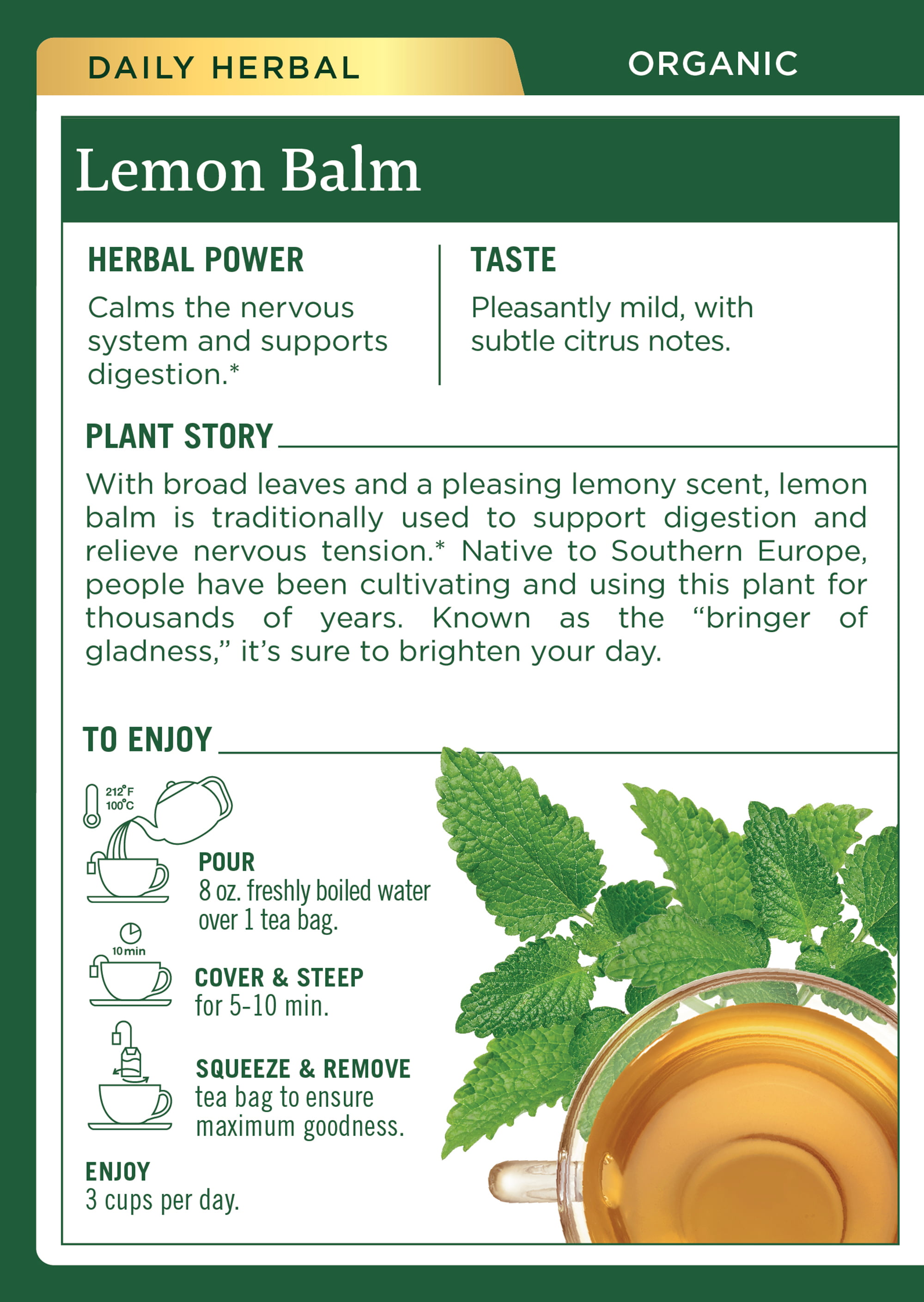 Lemon Balm Tea - Organic – Zee Tea Organic