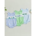 thumbnail image 3 of Suealasg Baby Boy Romper for Summer Loose Fit Golf Embroidery Plaid Smocked Crew Neck Sleeveless Infant Jumpsuit, 3 of 9