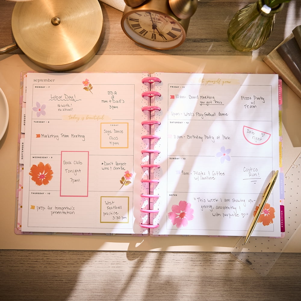 Happy Planner Sunshine Blooms Dated 12-Month Planner, July 2026 – June 2027, Big Size, Horizontal Layout, Disc-Bound, 3 Bonus Months, 2 Sticker Sheets, 8.5" x 11"