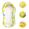 thumbnail image 5 of Bamboohart 1pc Inflatable Pool Float Lounger - Lemon Pattern  PVC Material  Universal Fit for Beach & Swimming Pool Use  Yellow & White Design with Headrest and Armrests  Pool Lounge Chai, 5 of 5