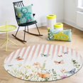3 Ft Round Area Rug Mats for Living Room Spring Summer Flowers Floral