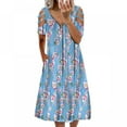 thumbnail image 1 of Vestido HUOGUO con estampado floral de verano con cuello en V para mujer, 1 of 2