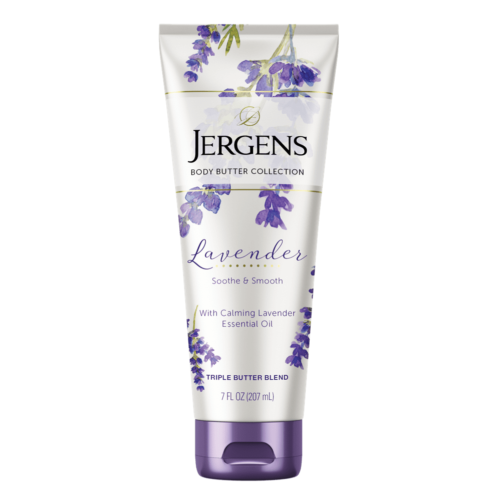 Jergens Lavender Triple Butter Blend Hand and Body Lotion, with Essential Oils, Calming, Nourish Skin - 7 fl oz