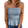 thumbnail image 1 of Camiseta sin mangas plisada sin mangas con corpiño para mujer para verano (Azul M) FLhrweasw Para estrenar, 1 of 8