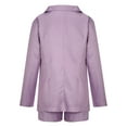 thumbnail image 4 of Scyoekwg Women Blazer Outfit Business Office Work 2 Piece Sets Long Sleeve Coat Shorts Matching Outfits Fashion Casual Two Piece Set (Purple,XL), 4 of 6