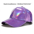 thumbnail image 2 of Faux Leather Baseball Cap Metallic Holographic Rainbow Reflective Snapback Hat, 2 of 14