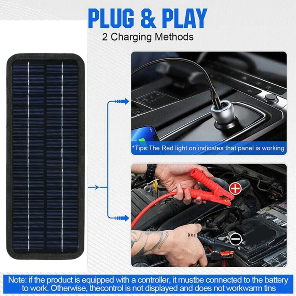 BUYISI 20W 18V DC Output Solar Panel Charger Used For Cars/Camping/Outdoor With Cigarette-Lighter Plug/Battery Charging Crocodile Clip