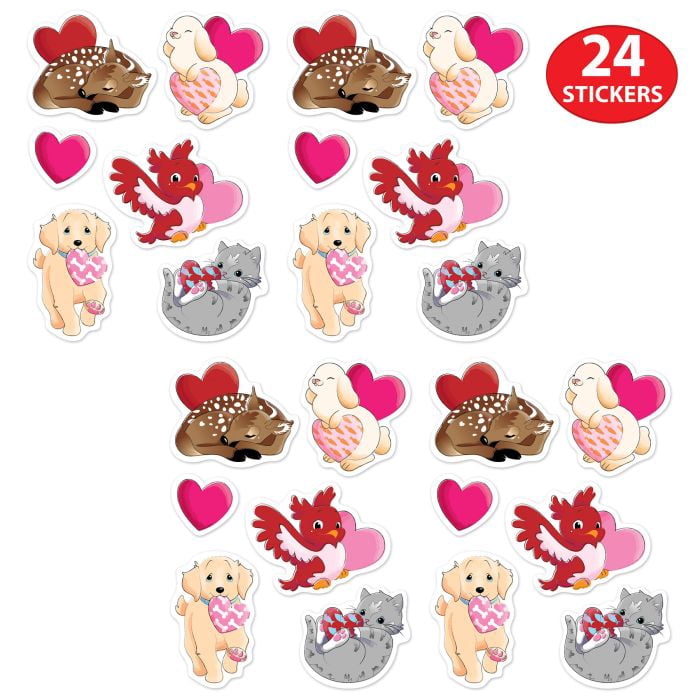 Beistle 70023 4.75 x 7.5 in. Valentines Day Stickers - Pack of 12