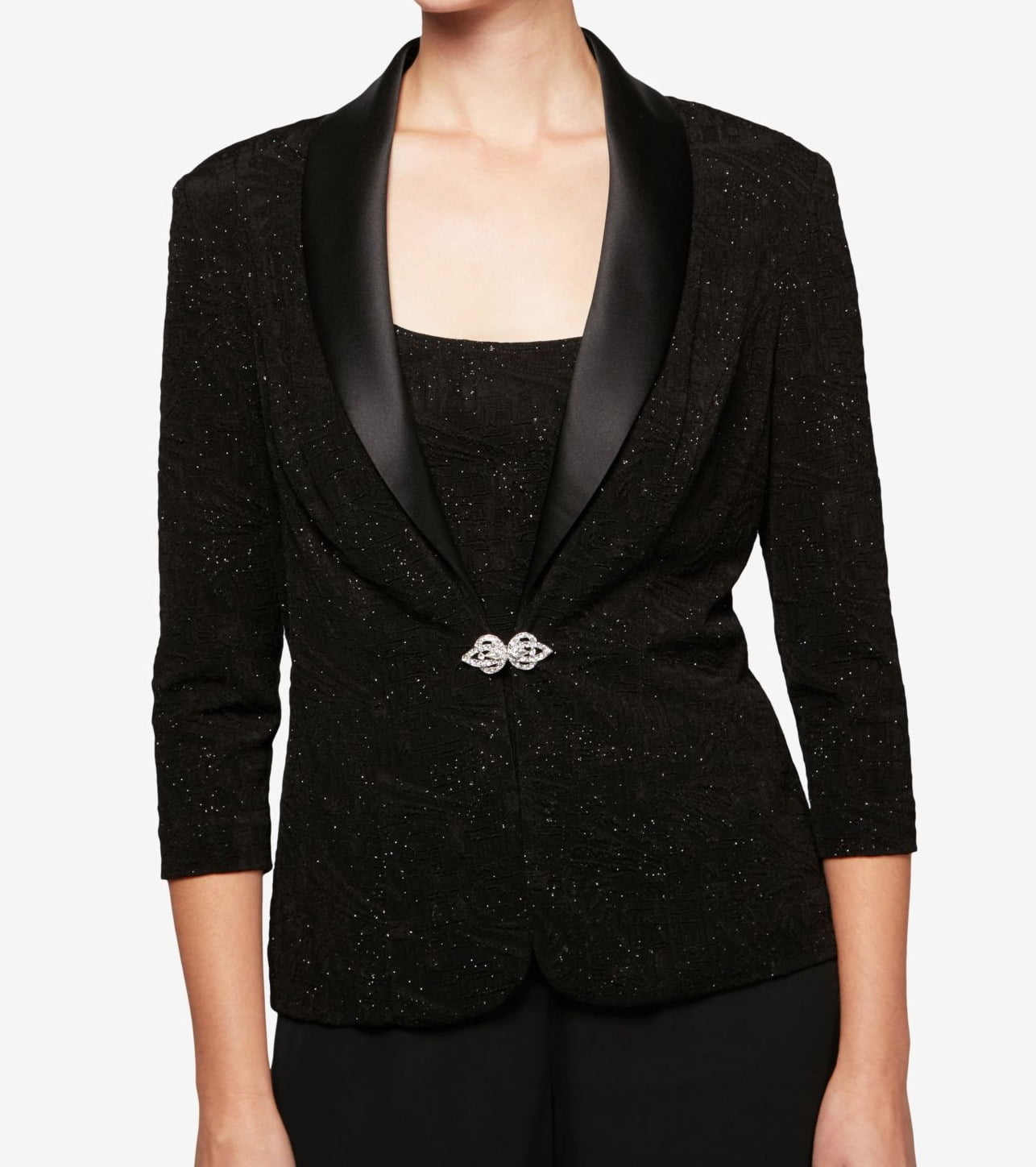 Alex Evenings Alex Evenings Womens Petite 2pc Glitter Jacket
