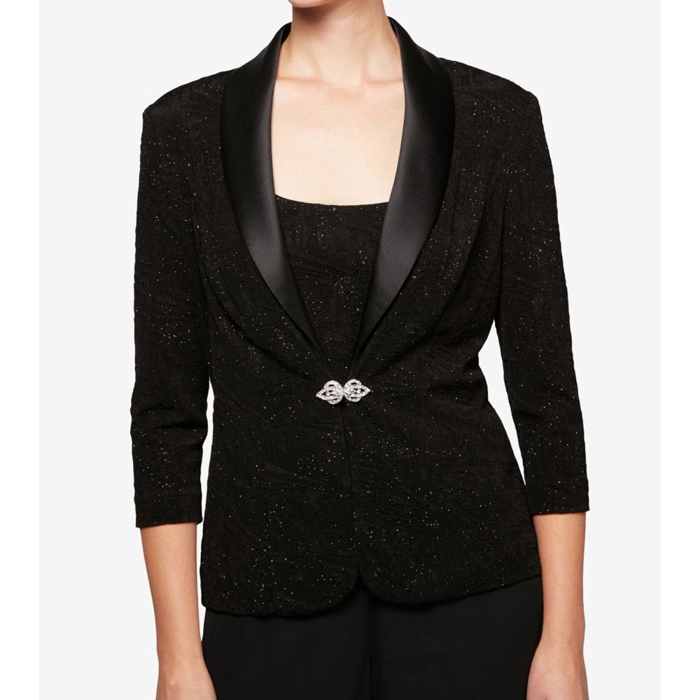 Alex Evenings Alex Evenings Womens Petite 2pc Glitter Jacket