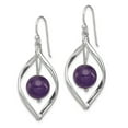 thumbnail image 2 of 925 Sterling Silver Twist Dangle Amethyst Earrings; for Adults and Teens; for Women and Men, 2 of 3