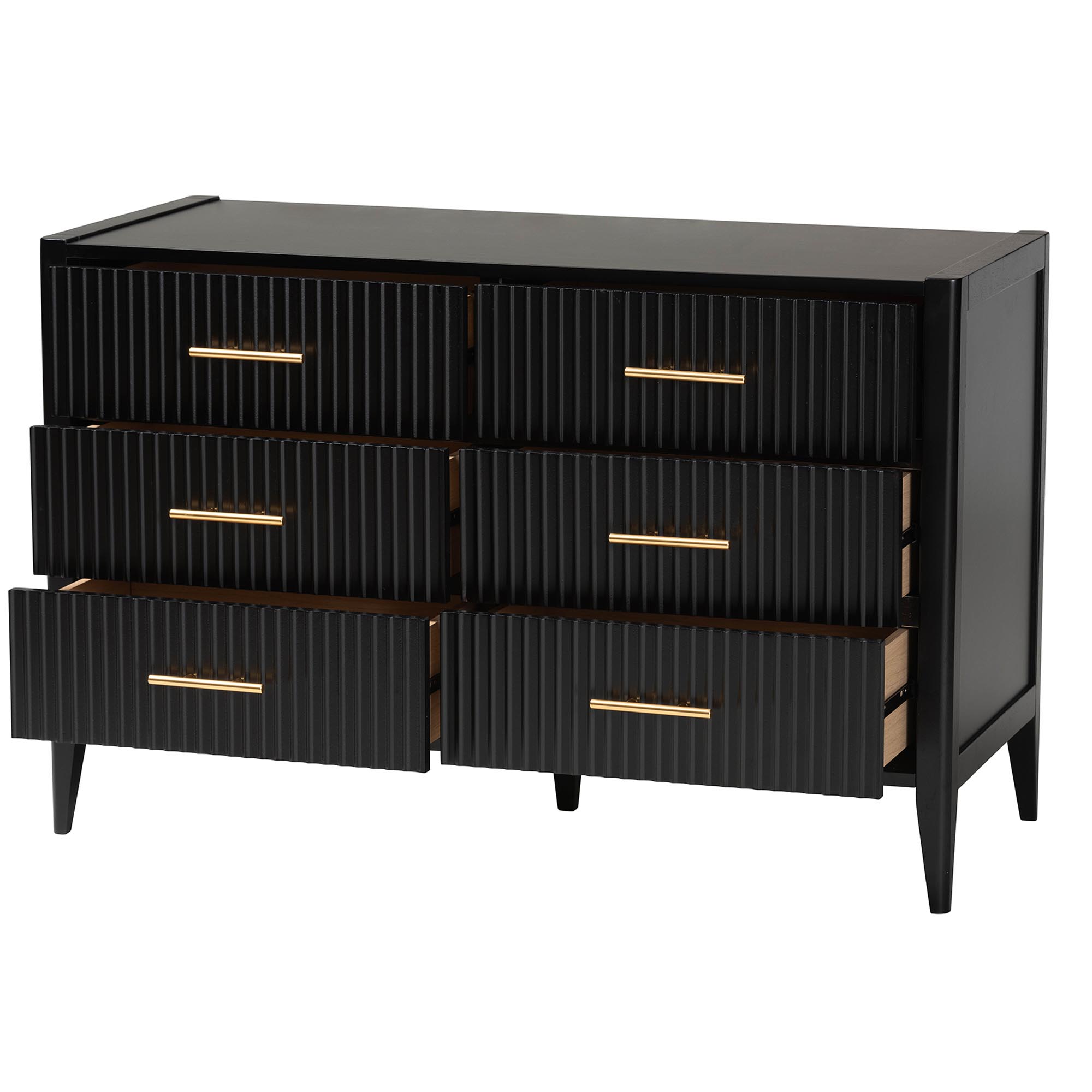 Baxton Studio Primrose Mid-Century Dresser, 6-Drawer, Black