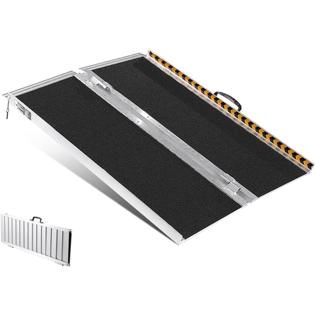 30X24X3.4In Portable Wheelchair Ramp 600LBS Capacity Aluminum Folding Non-Slip Threshold Ramp for Doorways Steps Scooters and Walkers