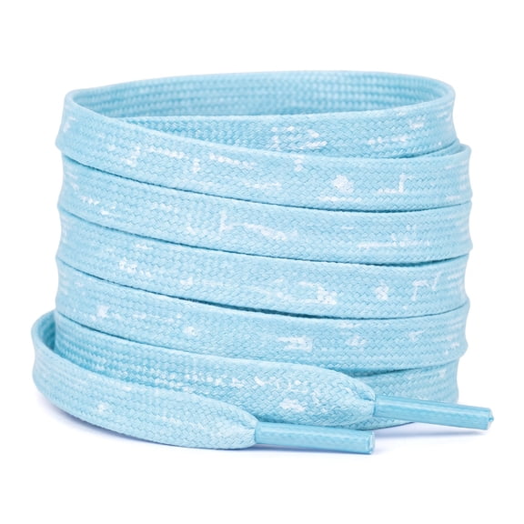 INSPIRE CHIC 1 Pair Flat Shoe Laces for Sneakers, 0.31" Tie-Dye Brush Printed Soft Shoelaces Shoestrings for Casual Hiking Shoes Light Blue White 120cm/47.2"