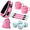 Pink, variant on Black All-in-One Glute Leg Workout Kit with Thrust Belt Ankle Straps and Resistance Bands