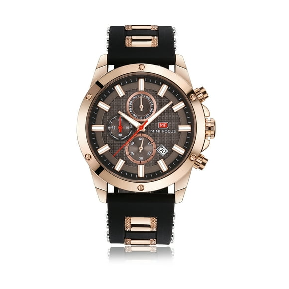 MINI FOCUS Montres de Sport pour Hommes Quartz Bracelet en Silicone Chronographe Masculin