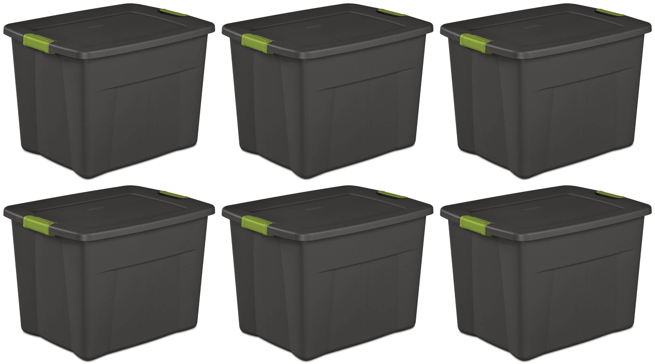 clear storage bins with red lids