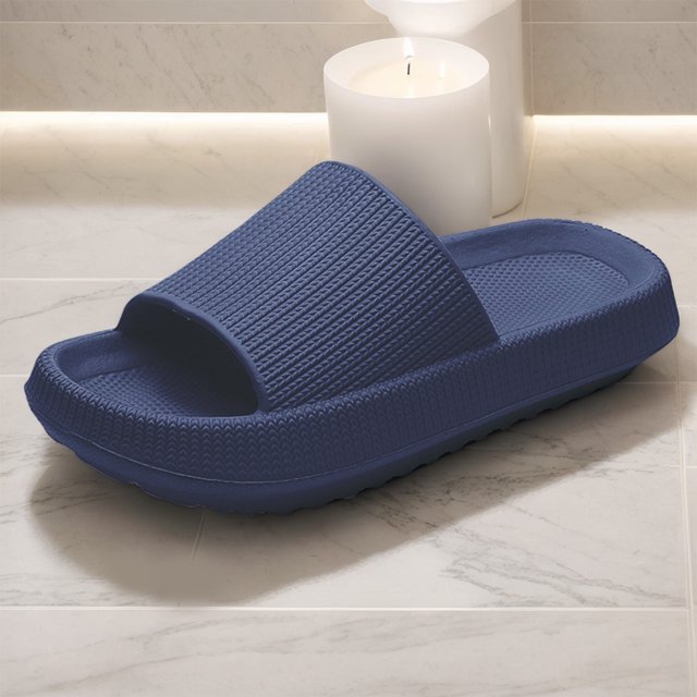 Pantuflas tipo almohada para hombre y mujer, sandalias de ducha de EVA con suela gruesa (azul 44/45)