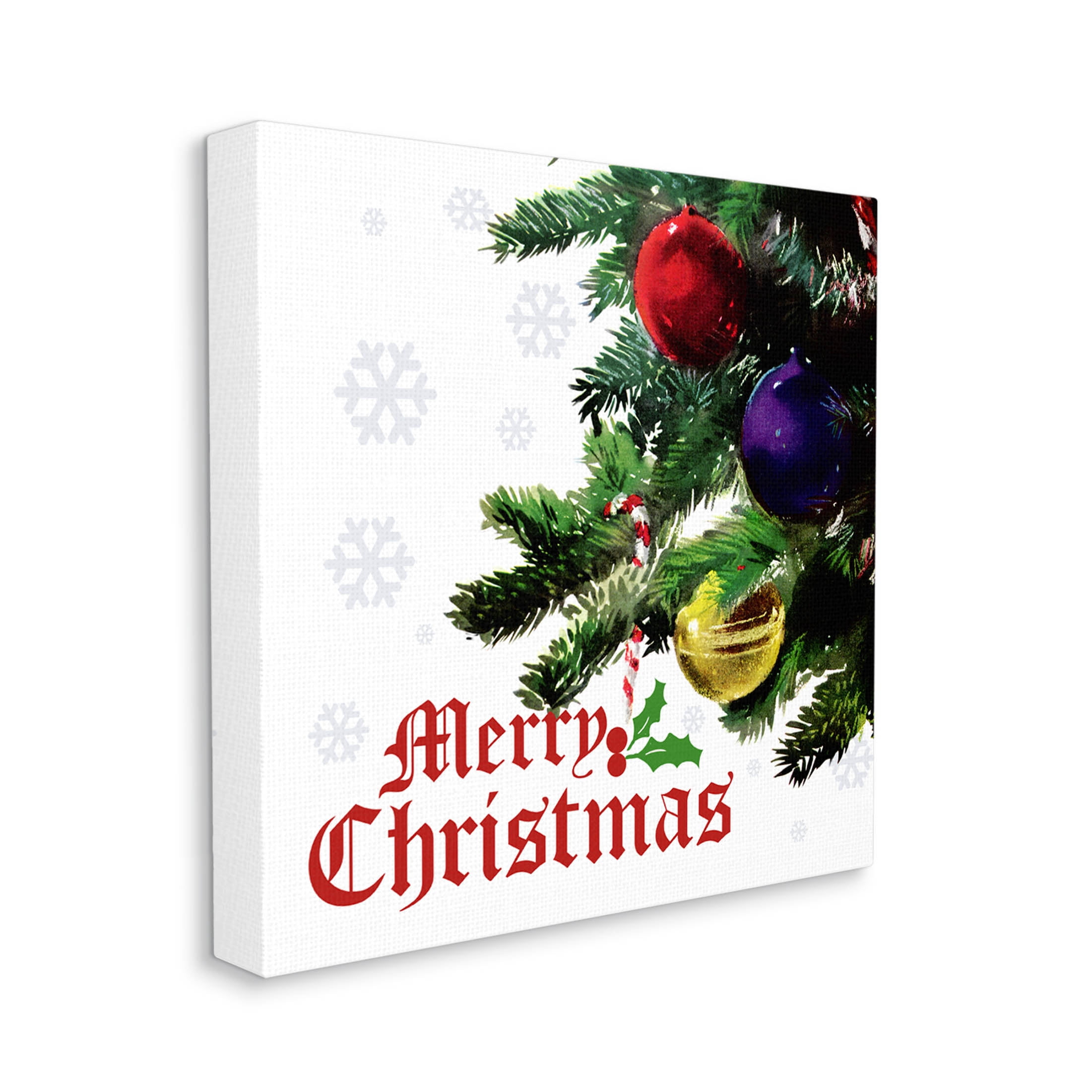 Stupell Industries Merry Christmas Snowflake Pattern Graphic Art Gallery Wrapped Canvas Print Wall Art, Design by The Saturday Evening Post