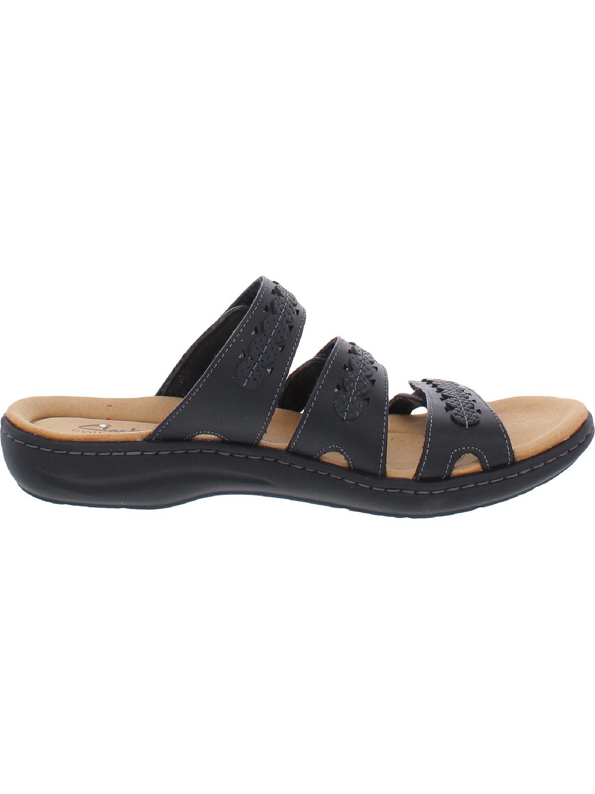 Clarks Womens Laurieann Cove Leather Adjustable Slide Sandals