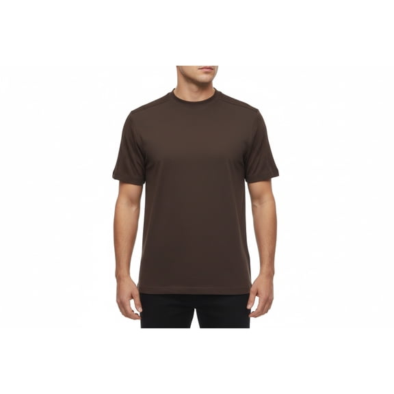 Mens Dressy T-Shirt Log-In Uomo Soft Crew Neck Corded Short Sleeves 218 Brown