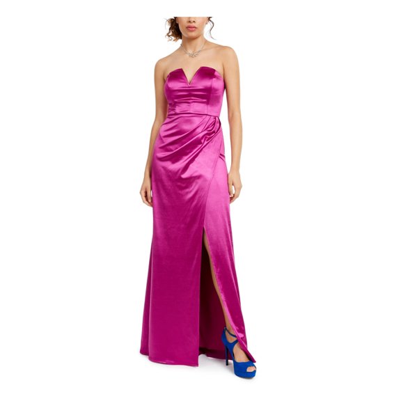 CITY STUDIO Womens Purple Slit Sleeveless Sweetheart Neckline Full-Length Prom Fit   Flare Dress Juniors 0
