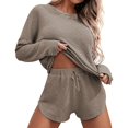 thumbnail image 2 of GZWYHT Lounge Sets for Women Womens Pajama Sets Womens Knit Pajama Sets Top And Shorts Matching Set Loungewear Sweatsuit Loungewear Sets Woman Comfy Sets for Women Clothing Khaki XXL, 2 of 9
