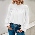 thumbnail image 2 of adviicd Button Down Shirts for Women Womens Long Sleeve Tops V Neck Fashion Tunic Tops Flowy Casual Shirts Blouses White,L, 2 of 5